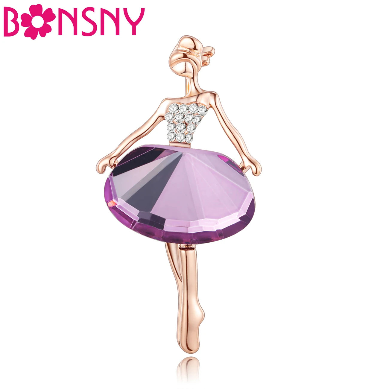 Bonsny Rhinestone Ballet Dancer Girl Brooch For Women Brooches Pin Collar Scarf Decoration New Fashion Jewelry Gift Accessories