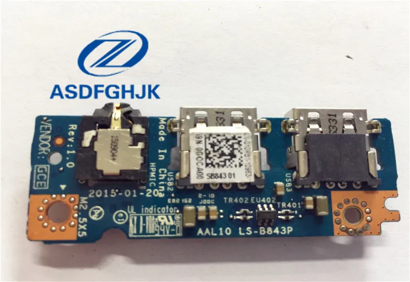 original for Dell Inspiron 17 5758 USB AUDIO BOARD CN-010R81 010R81 10R81 LS-B843P 100% test ok