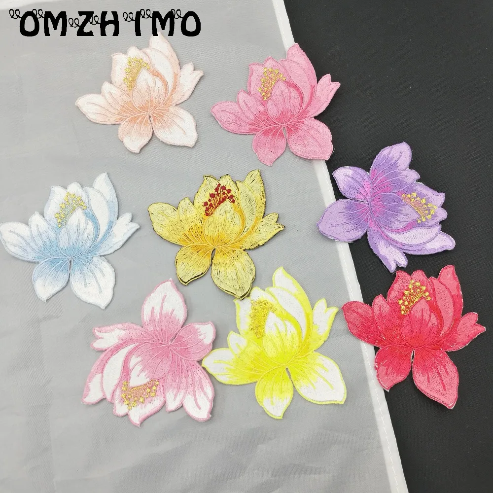 1PCS Cute Colorful Applique Flowers Patch Embroidered Iron on Clothes Bags Handmade DIY Craft Ornament Fabric Sticker