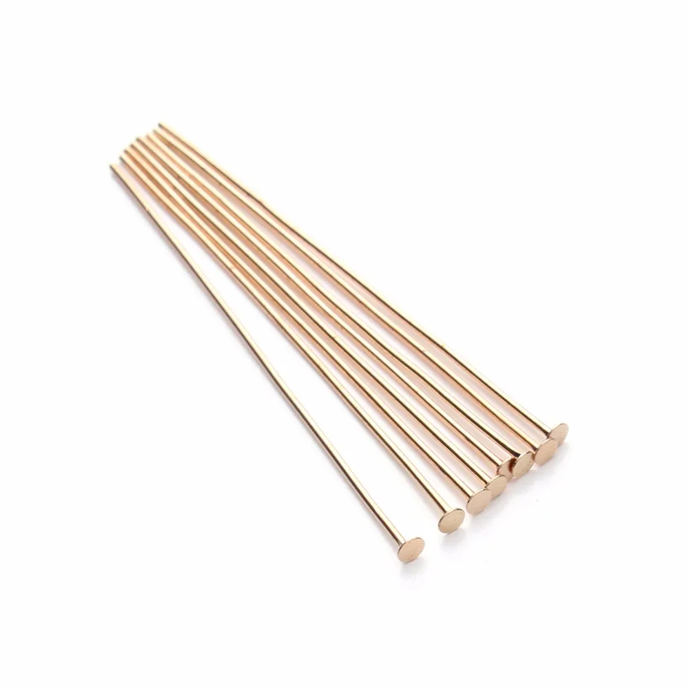 100pcs/bag 40 50mm Flat Head Pins 0.7mm Rhodium/Copper/Bronze/Silver Plated Head Pins For Diy Jewelry Making Accessories