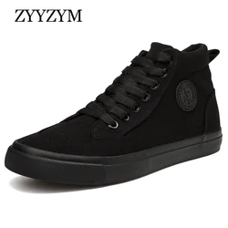 Zapatos vulcanizados con cordones para hombre, zapatillas planas de lona, de estilo superior, a la moda, para jóvenes, primavera y otoño