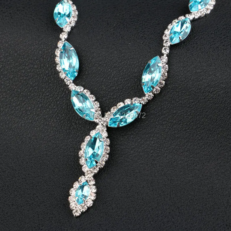 TREAZY Luxury Bridal Jewelry Sets Sky Blue Color Crystal Necklace Earrings Jewelry Set for Women Wedding Accessories Gifts