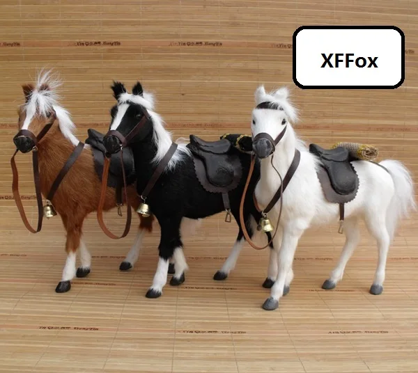 

3 pieces a set real life new horse models plastic&furs simulation horse with saddles gift about 28x10x26cm xf1853