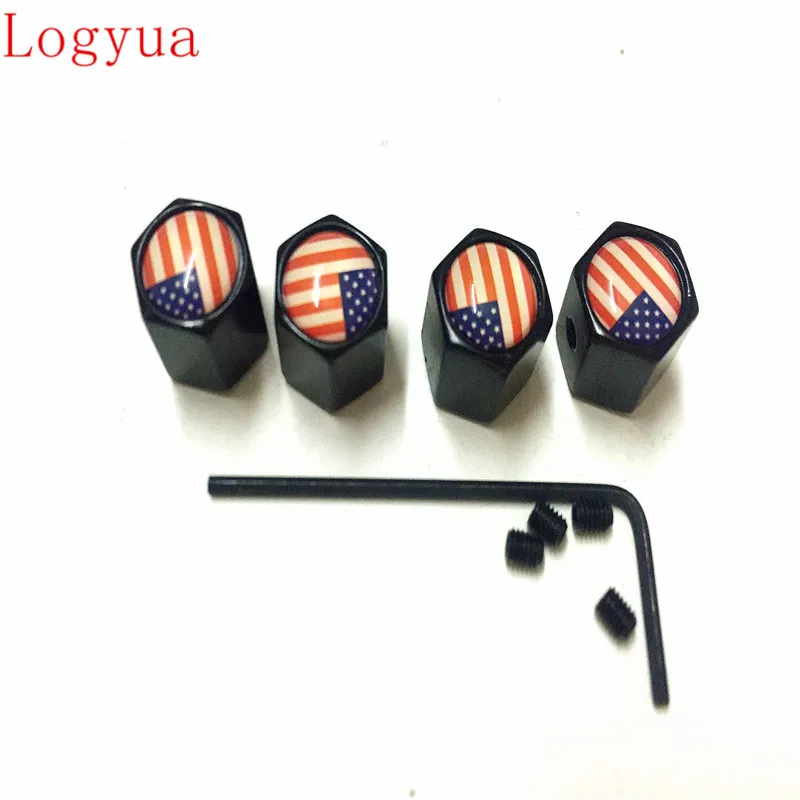 4pcs/Lot Car America Flag Anti-theft Stainless Steel Tire Valves Cap Wheel Dust Cover Caps For S-eat A-udi S-koda Accessories