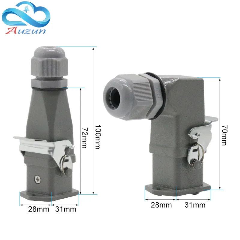 HDC-HA Rechteckiger Hochleistungsstecker 4 5 6 8 Pins Kern Luftfahrt Wasserdichte Industriesteckdose 250 V 10 A/16 A – Detail 4