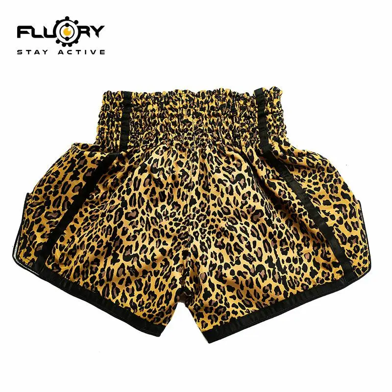 Fluory printing Fight shorts Boxing Shorts embroidery  patches Muay thai shorts