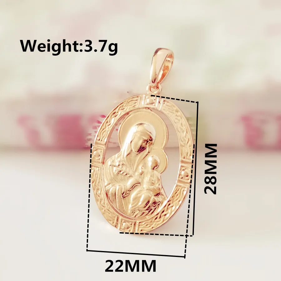 Blessed Virgin Mary And Son Pendant Necklace  New Fashion Religious Jewelry Trendy 585 Gold Color Women Jewelry