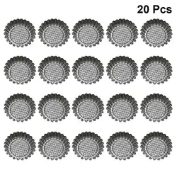 New Design 20Pcs Egg Tart Molds Fluted Stainless Steel Round Shape Baking Mold Muffin Cups Tart Pans for Party Bakery DIY