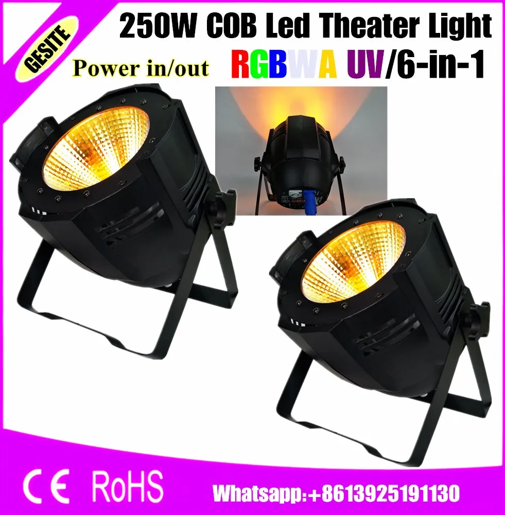 

2pcs/lot led stage lighting fixtures cob 200w led par cans lights led par64 250W RGBWAUV 6 IN 1