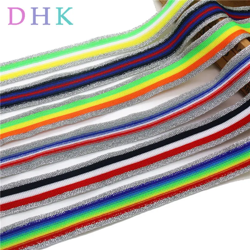 DHK 1'' 6 colors option colorful shiny edge fight soft knitting ribbon clothes garment Sewing accessories 25mm S799