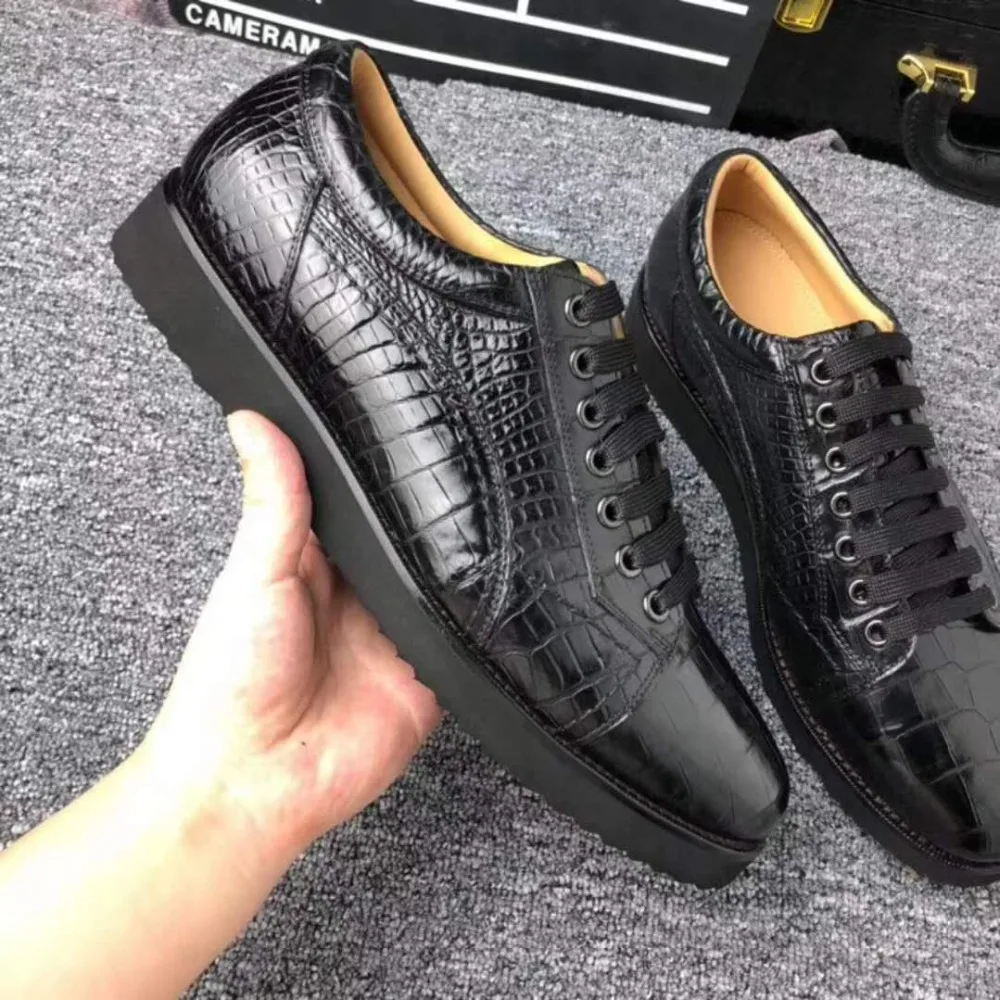 Newly design top quality real genuine crocodile skin men business shoe with genuine cowhide skin lining flat leisure men shoe