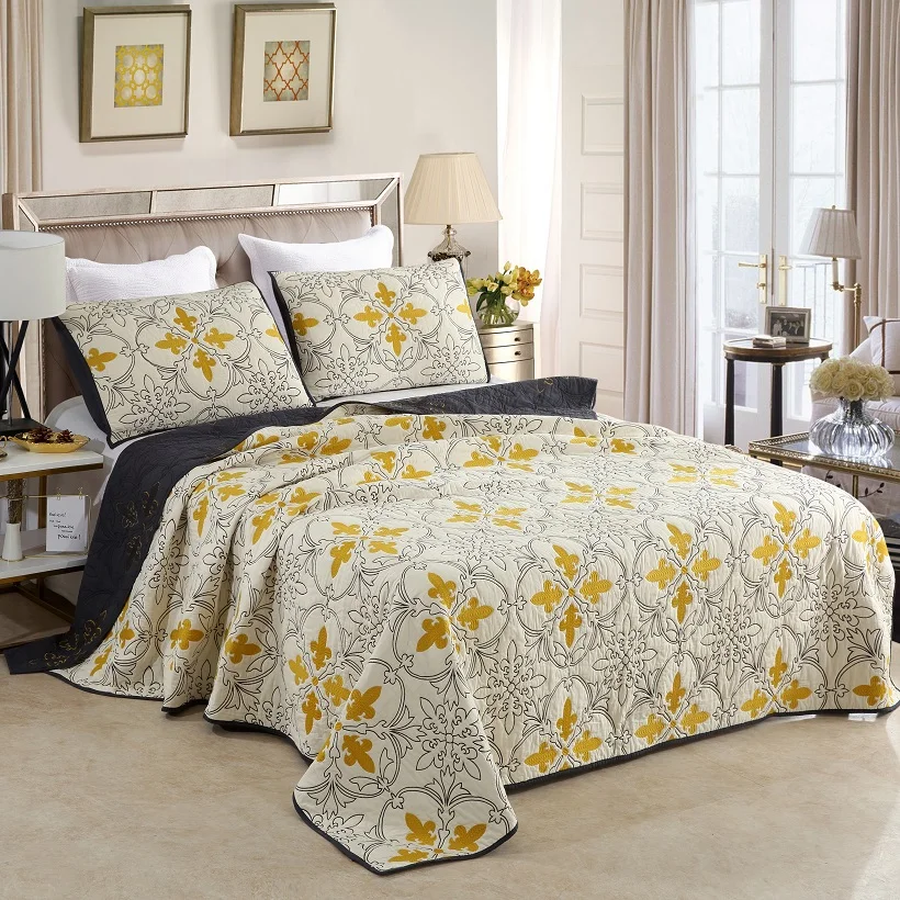 

CHAUSUB Cotton Quilt Set Luxury Embroidery 3PCS Bedspread on the Bed Quilted Blankets for Double Bed King Size Summer Coverlet