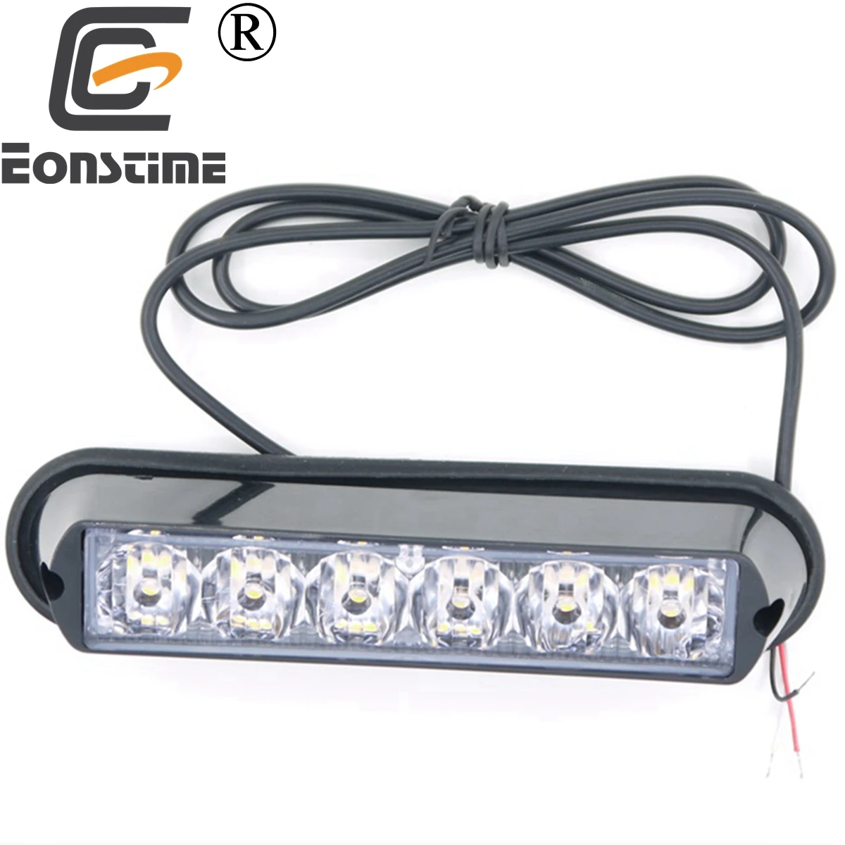 Eonstime 1 szt. 12V-24V Super jasny przedni grill zderzaka 6 LED 6W ostrzeżenie światło stroboskopowe światło czarna podstawa czerwony niebieski