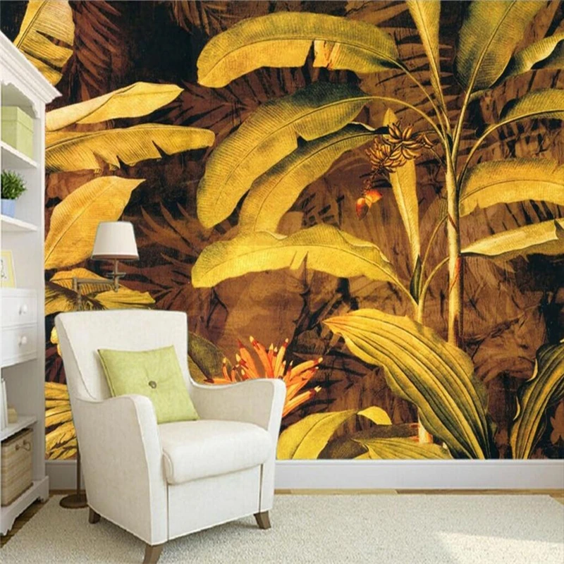 beibehang Banana leaves Southeast Asian papel de parede 3D photo wall paper for background TV decorative painting wallpaper for