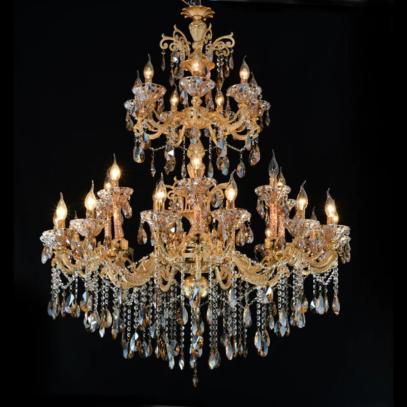 

Large Gold Crystal Chandelier Lighting Big Cristal Lustres Light Fixture Chandelier Crystal for Hotel Project MD2117