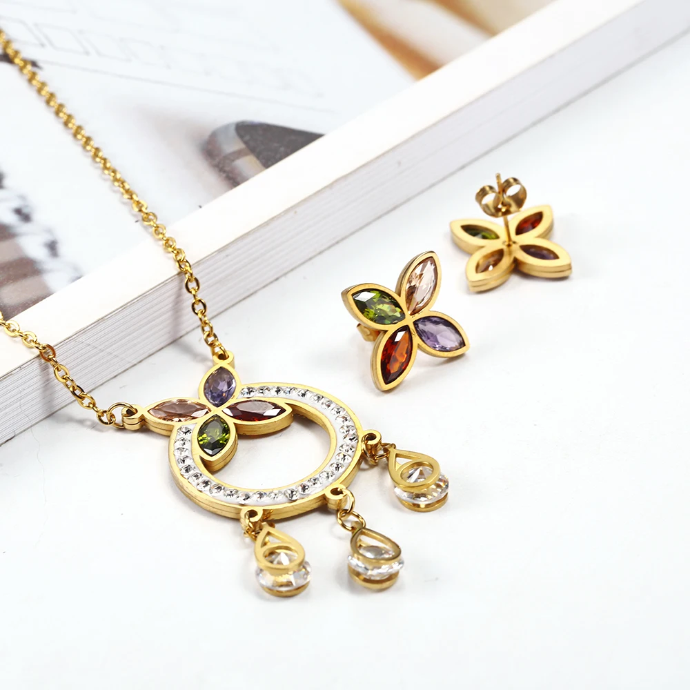 OUFEI Stainless Steel Jewelry Sets Fifts For Women Vogue 2019 Pendant Necklace Earrings set Fashion Jewelry Accessories