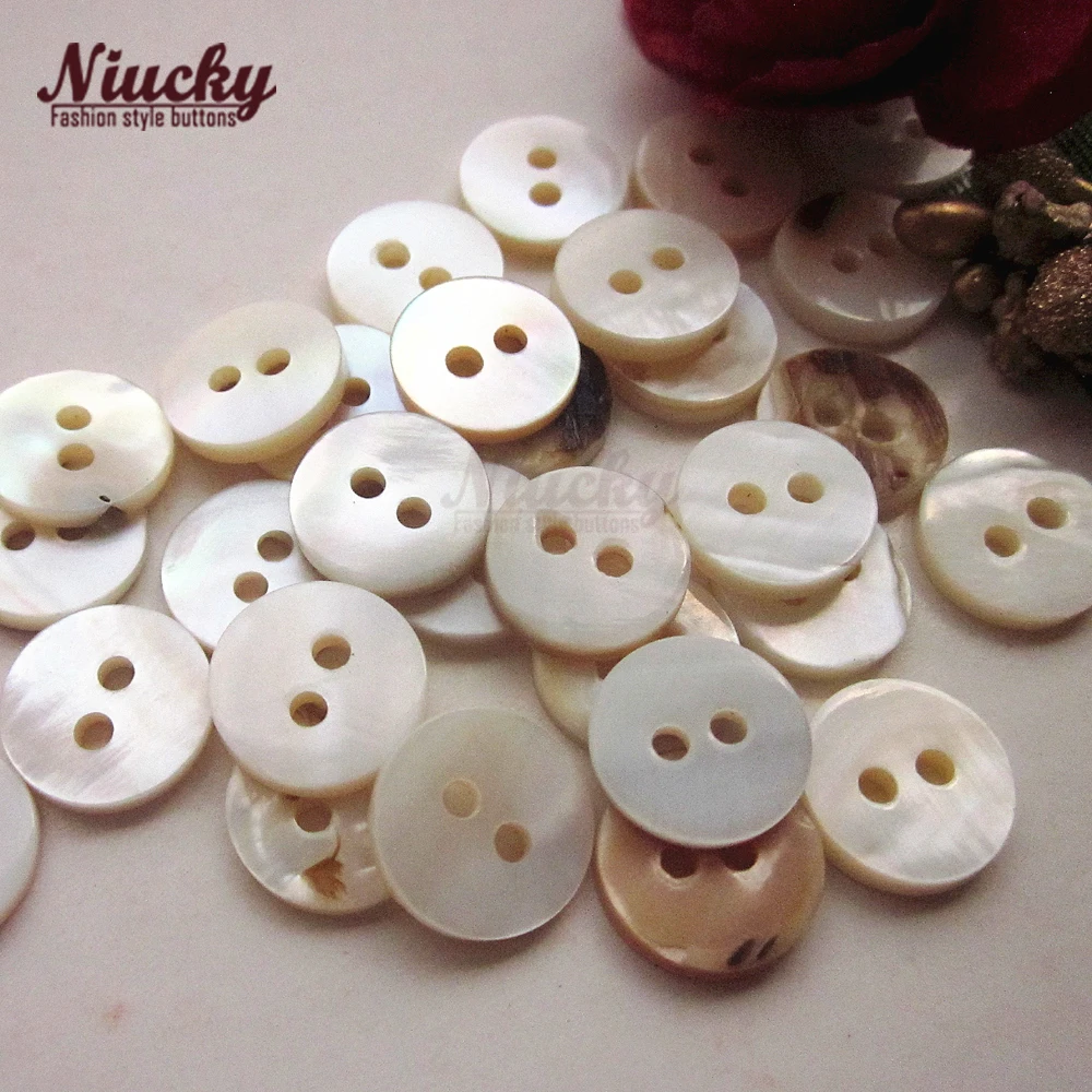 9mm-13mm 2 Holes Cheap White With Skin Mother of Pearl Shell Buttons for Craft Clothing Sewing S0101-039#9 13