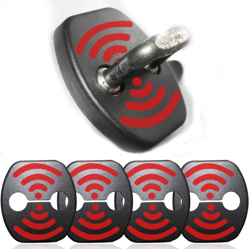 

For Volkswagen Touareg(2016) Premium Amarok For Skoda Kodiaq DIY Lock Wifi Sticker Car Door Lock Cover 4 Pcs Per Set Car Styling