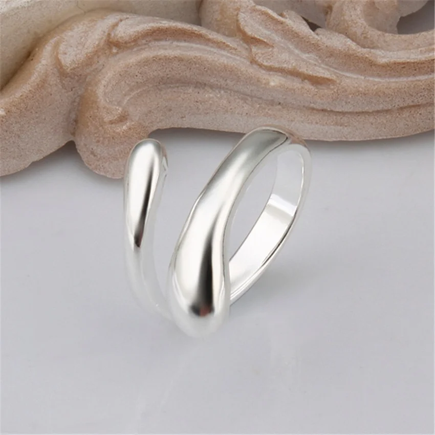 Silver 925 Plated Rings Fashion Jewelry Teardrop925shaped Wemen Lady Wedding Opening Ring Wedding Women Men Gift R012