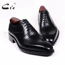 cie Square Toe Cut-outs Oxfords Lacing Solid Black 100%Genuine Calf Leather Breathable Bespoke Men Shoe Handmade Custom OX380