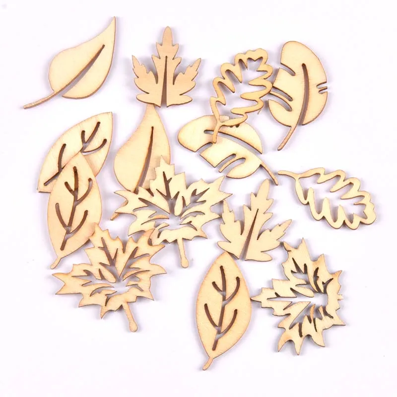 30Pcs mixed natural leaf Wooden Craft Scrapbooking handicrafts Handmade ornaments Accessory Home Decoration 20x40mm MT1863