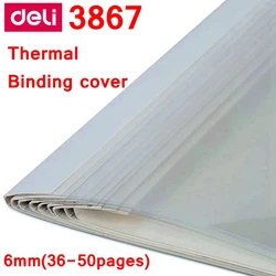 10PCS/LOT Deli 3867 Thermal Binding Cover A4 Glue Binding Cover 6mm (36-50 pages) Thermal Binding Machine Cover