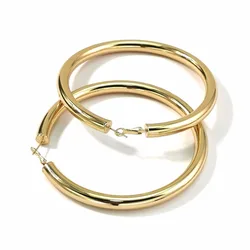 90mm Diameter Wide Copper Hoop Earrings Unique Round Metal Statement Big Earrings For Women Jewelry UKEN