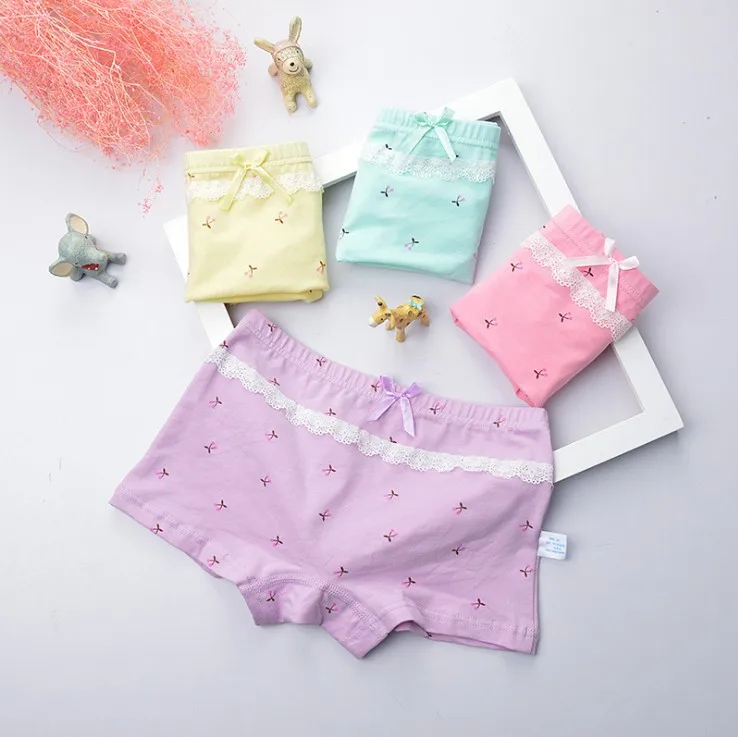 

High Quality Girls Pure Cotton Lace Underwear New Baby Kids Cute Cherry Printing Panties Children's Underpants Direct Sales B165