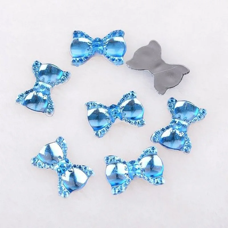 BOLIAO 100Pcs 13mm*19mm Acryl bow Flat back Appliques/Wedding/Home Holiday Decoration craft DIY R040