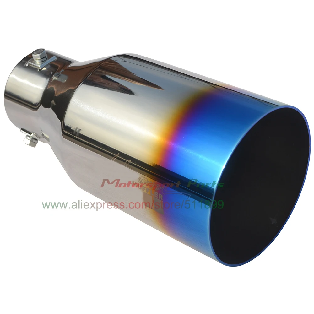 TY-C012 Universal Titanium Tail Pipe 304 Stainless Steel Exhaust Muffler Tip Inlet 65mm Tip 102mm Exhaust Pipe End Pipe