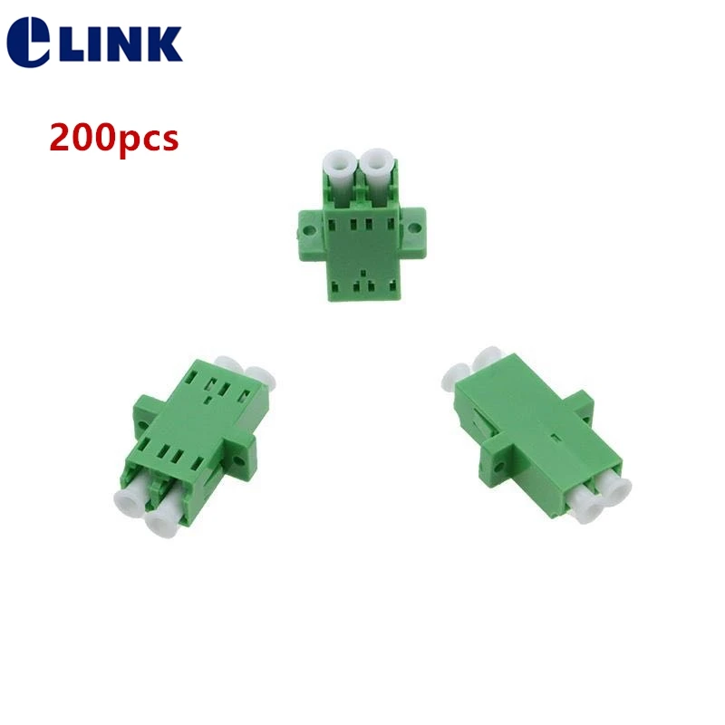 LC APC fiber adapter duplex plastic clip green color one body type optical fiber coupler ceramic sleeve connector ELINK 200pcs