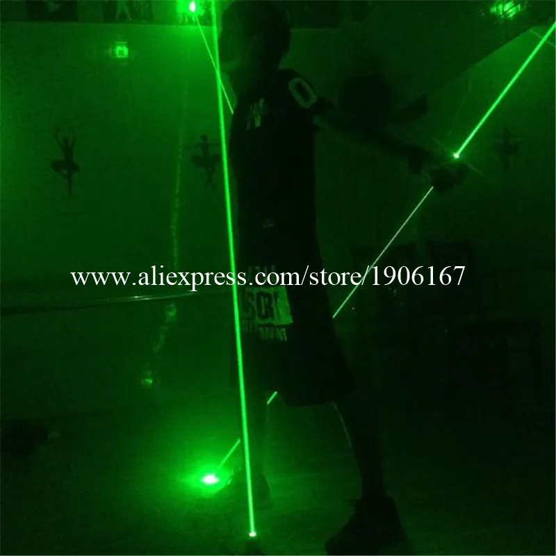 Wholesale One Pair Hand Green Laser Swords Laserman Show Pointers Projector For Stage Laser Show Dance DJ Club DHL Free Shipping