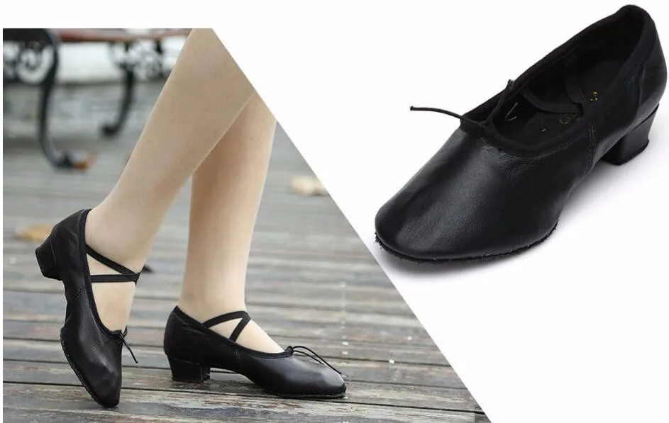 Ballet Shoes With Heels Adult Dance Shoes Women Girls New Leather Latin Dance Shoes Practice Teacher Teaching