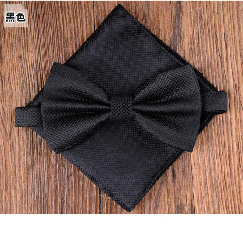 

Bow Tie Set Fashion Ties for Men Pocket square Solid color party Butterfly Business Bowtie Handkerchief