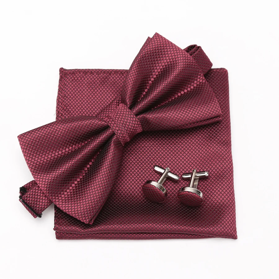 Mens Dasi Set Dasi Kupu-kupu Dasi Manset Fashion Butterfly Pesta Pernikahan Dasi untuk Pria Gadis Permen Warna Solid Ikatan Simpul Grosir