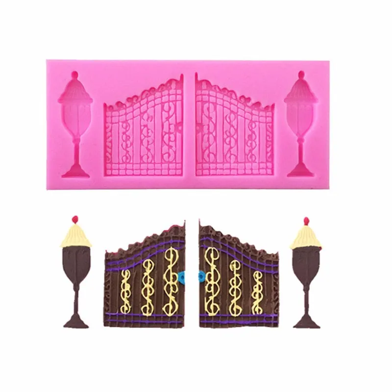 Retro Door and light Candle Fondant lace Cake Decorating Tools 3D Silicone Chocolate Mold baking Paste Mould T0721