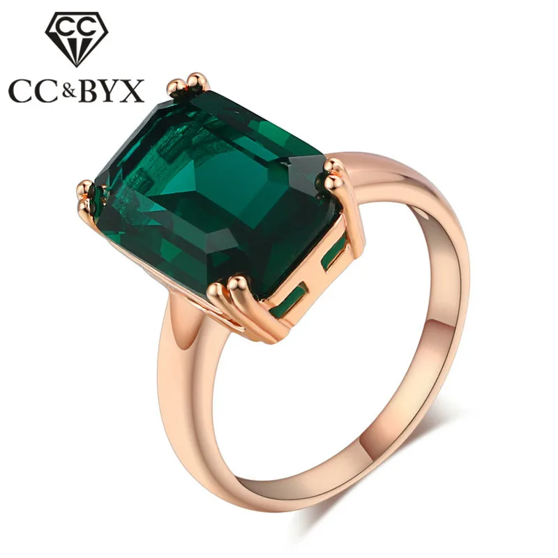 CC pierścionki dla kobiet panie Vintage biżuteria ślubna dla nowożeńców różowe złoto platerowane zielony kamień Drop Shipping Anillos Bijoux CC1241