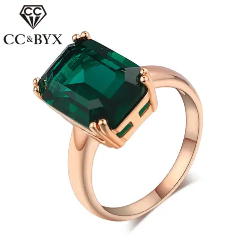 여성용 CC 반지, 빈티지 신부 웨딩 쥬얼리, 로즈 골드 도금 그린 스톤, 드롭 배송, Anillos Bijoux CC1241