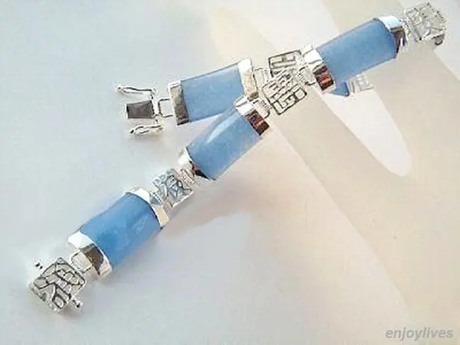 

Free shipping@@@@ @ Sky-blue Natural stone WGP Fortune Emolument Longevity Property Luck Link Clasp Bracelet