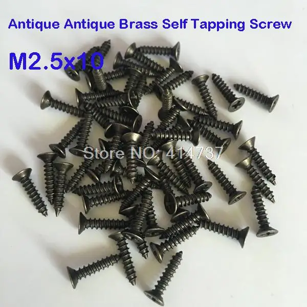 400pcs/lot M2.5*8/M2.5*10/M2.5*12   Bronze Tone Fit Hinges Flat Head Phillips Recessed Countersunk  Tapping Screws