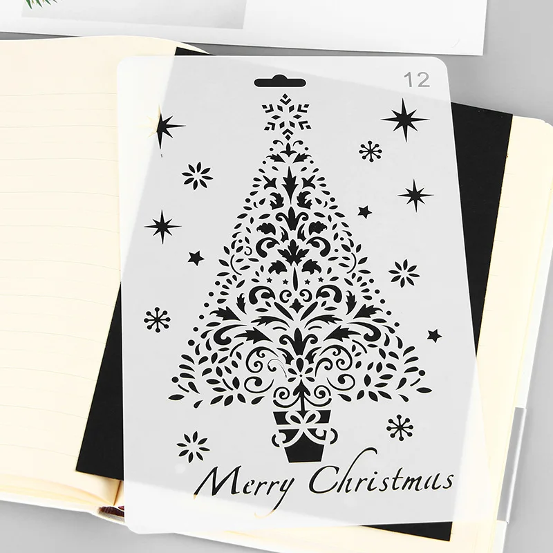 

Creative Christmas Painting Openwork Template Diy Photo Album Openwork Lace Ruler Stationery Diary Template Ruler Painting