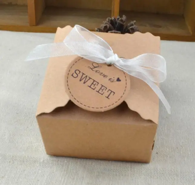 Brown Kraft Paper Box Party Gift Wedding Favors Candy Handmade Soap Jewelry Packing Vintage Boxes blank tag write by yourself