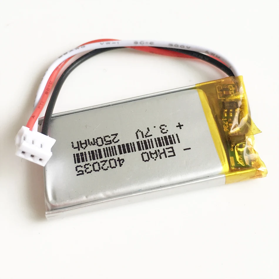 3.7V 250mAh 402035 litowo-polimerowa LiPo akumulator + JST 1.0/1.25/1.5/2.0/2.5mm 3pin do ręcznego GPS Mp3 Bluetooth