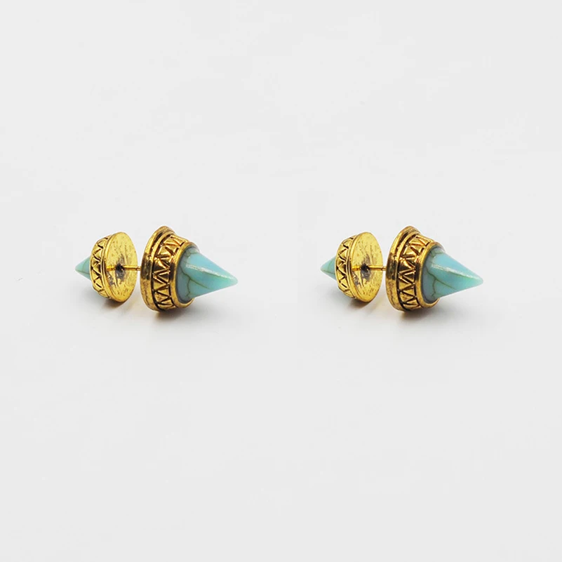 Nepal Ethnic Customs Bohemian Imitation  Retro Earrings exquisite Arrow Conical  Earrings For women Jewelry  Sided wear