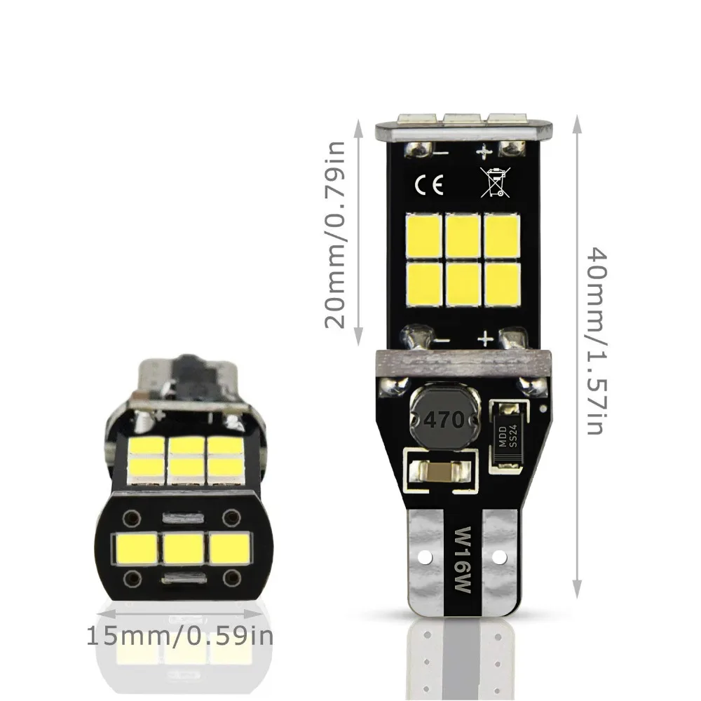 2x W16W LED Canbus T16 T15 921 912 Backup Reverse Lamp for Honda Civic Coupe 2006-2011 2017 6000K Xenon White Car Lights 12V