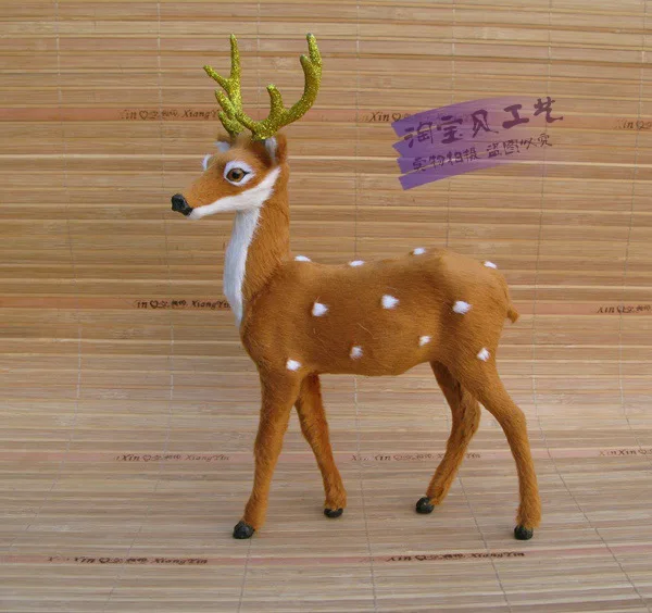 cute simulation deer model toy resin&fur cute gold antlers elk gift about 20x10x26cm 1122