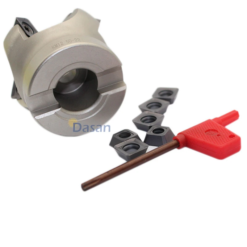 1 PC KM12 50 22 25.4 4T dan 10 Pcs SEHT1204 Sisipan Wajah Mill Indexable Milling Cutter Holder CNC bubut Mill Toolholder Set