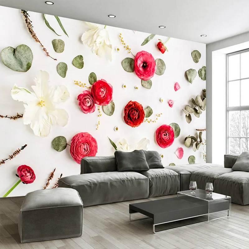 

beibehang Custom Photo Wallpaper 3D Stereo Creative Art Wall Painting Romantic Rose Flowers Bedside Living Room WallPaper mural