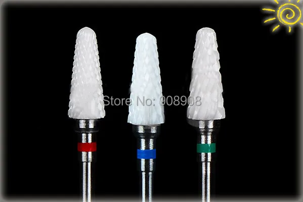 Free Shipping 1pc Conical Nail Drill Bits Fine Toothing Nail Zirconia Ceramic Drill Bit For Electric Manicure Machine Accessorie