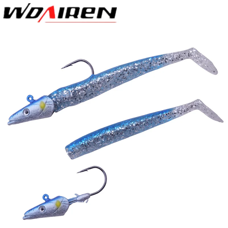 1Pcs Jig Head hook fishing lure 115mm 22g Silicone Soft Bait Sea Fishing Artificial Rubber Bait Bass Pesca fishing tackle WD-22